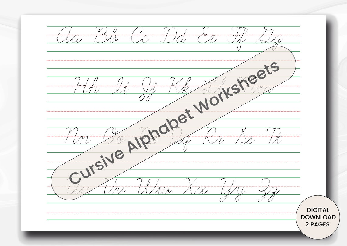Cursive Alphabet Letter Tracing Worksheets, Printable Cursive