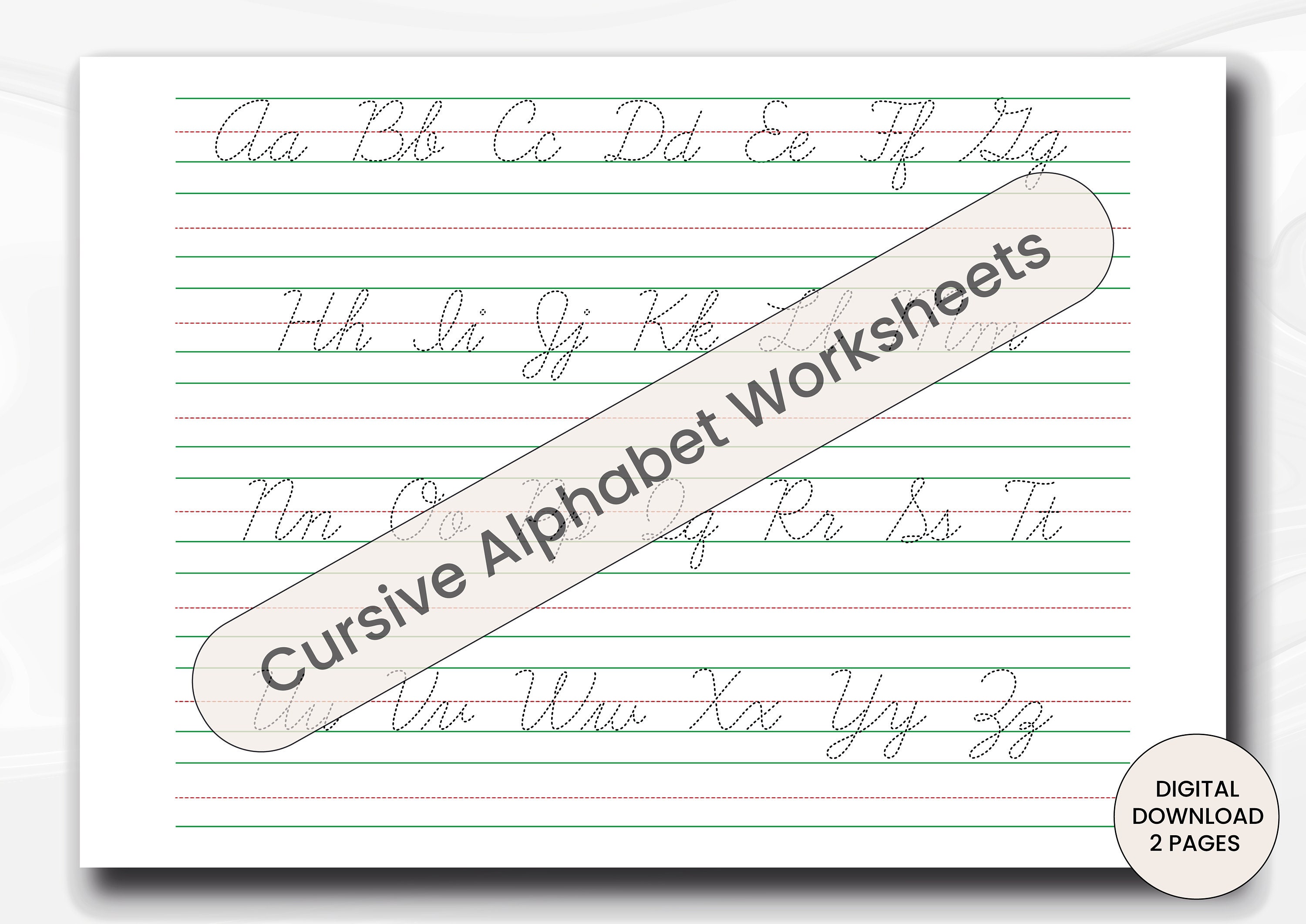 Cursive Alphabet Tracing Worksheets: Handwriting Practice (digital ...