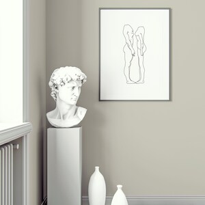 Nude Line Art, Naked Male and Female Silhouette Digital Print