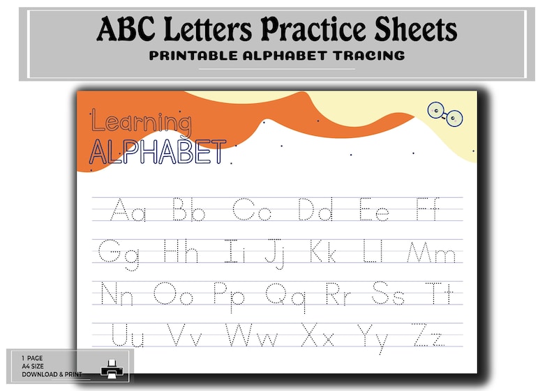 Printable Alphabet Tracing Sheet Preschool Learning Activity - Etsy