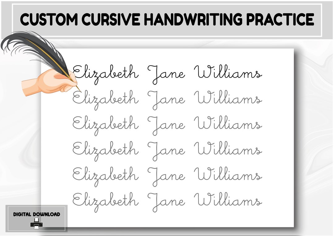 Custom Cursive Handwriting Practice Sheet Custom Name Tracing Worksheet Personalized Cursive Custom Cursive Handwriting Practice Sheet Custom Name Tracing Worksheet Personalized Cursive