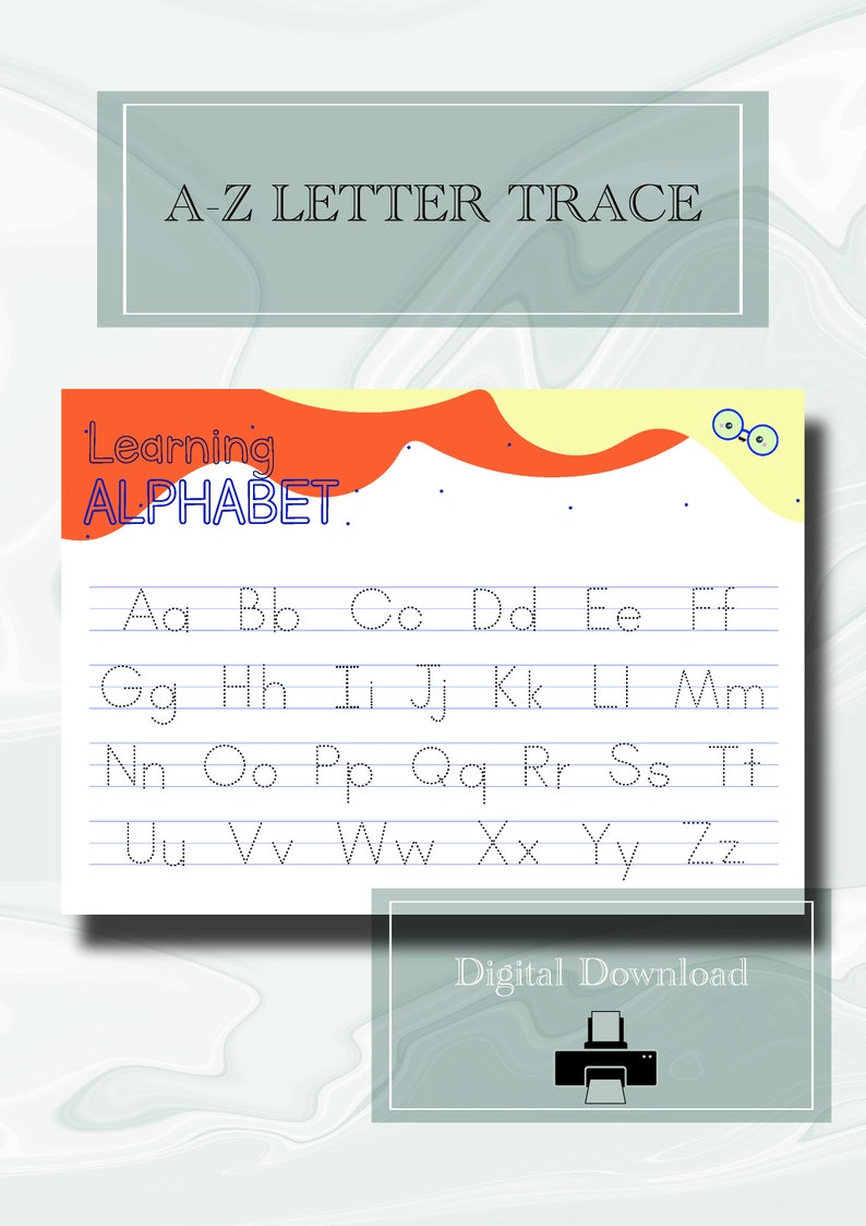 Printable Alphabet Tracing Sheet Preschool Learning Activity - Etsy