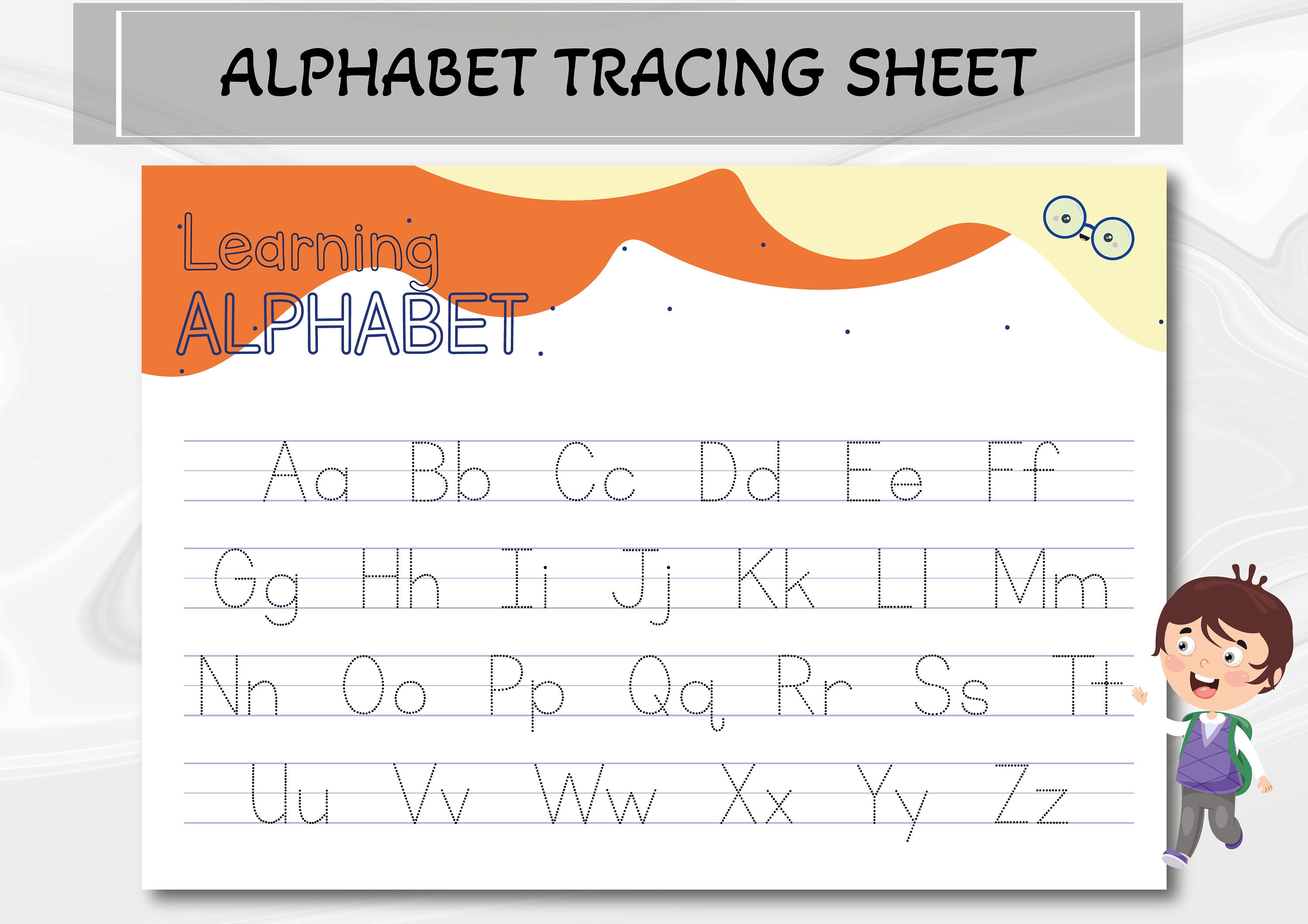 Printable Alphabet Tracing Sheet Preschool Learning Activity Page ABC Printable Alphabet Tracing Sheet Preschool Learning Activity Page ABC