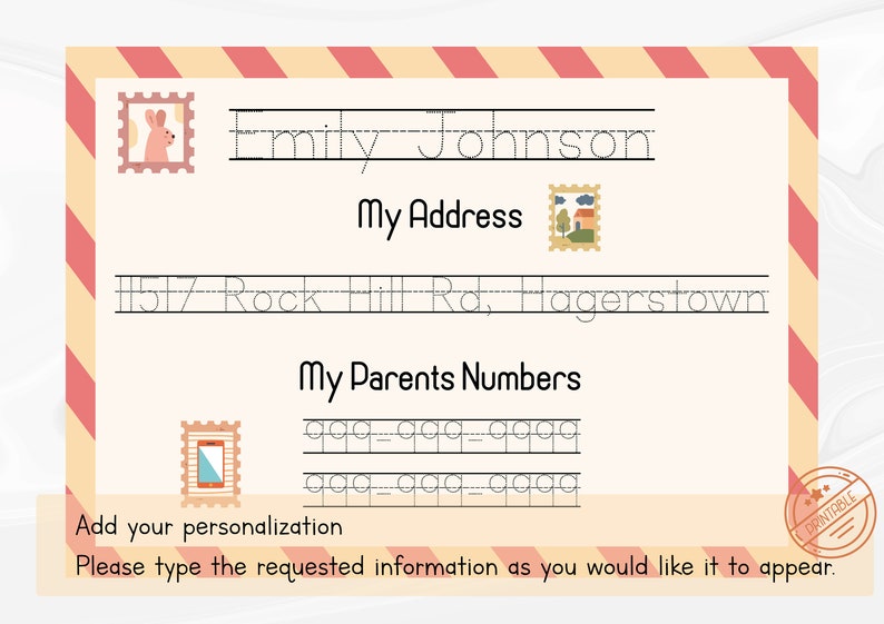 Learning to Write Their Names, Addresses, and Phone Numbers Worksheet ...