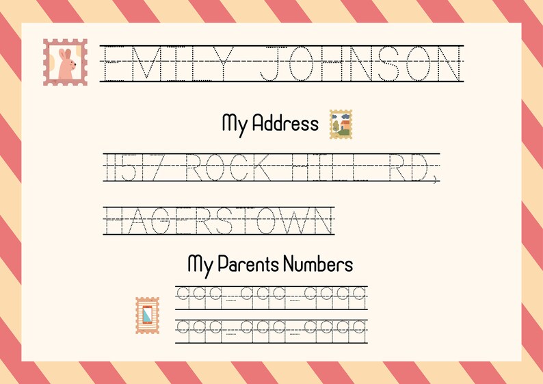 Learning to Write Their Names, Addresses, and Phone Numbers Worksheet ...