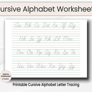 Cursive Alphabet Letter Tracing Worksheets, Printable Cursive ...