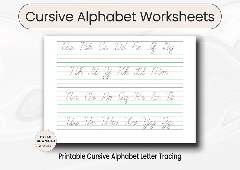 Cursive Alphabet Letter Tracing Worksheets, Printable Cursive ...