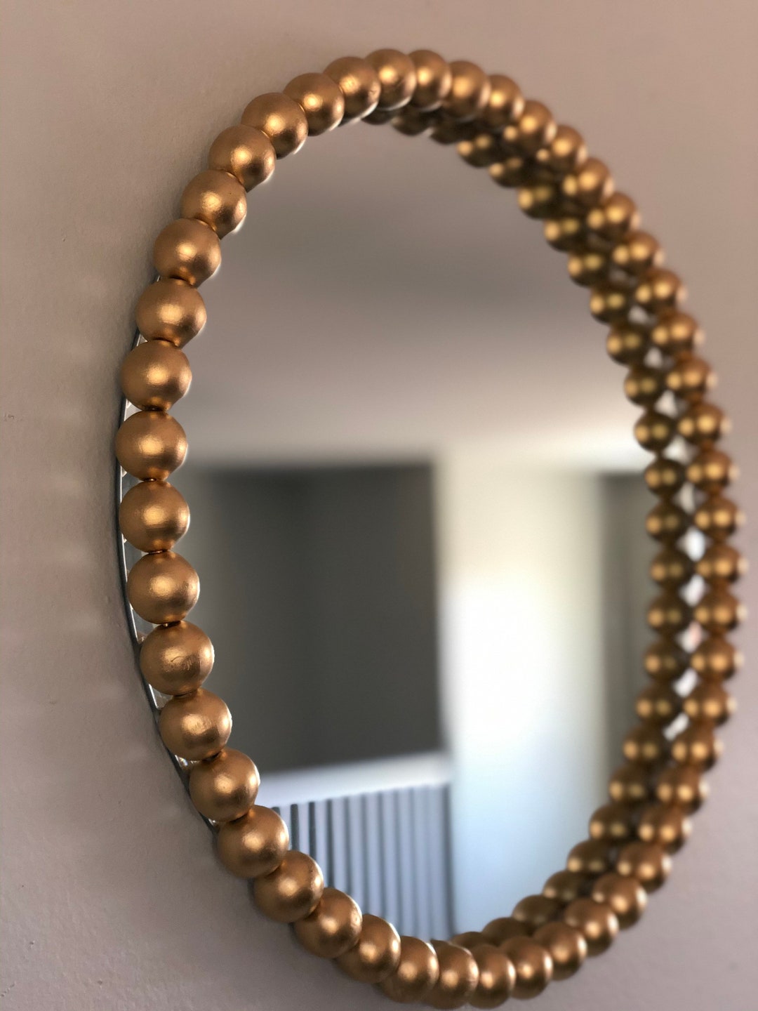 18 Gold Mirror Wall Wood Beaded Wall Artmirror Etsy
