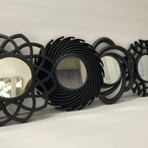 4 Pieces Black Floral Frame Mirror Set, Living Room Mirror, Bathroom ...