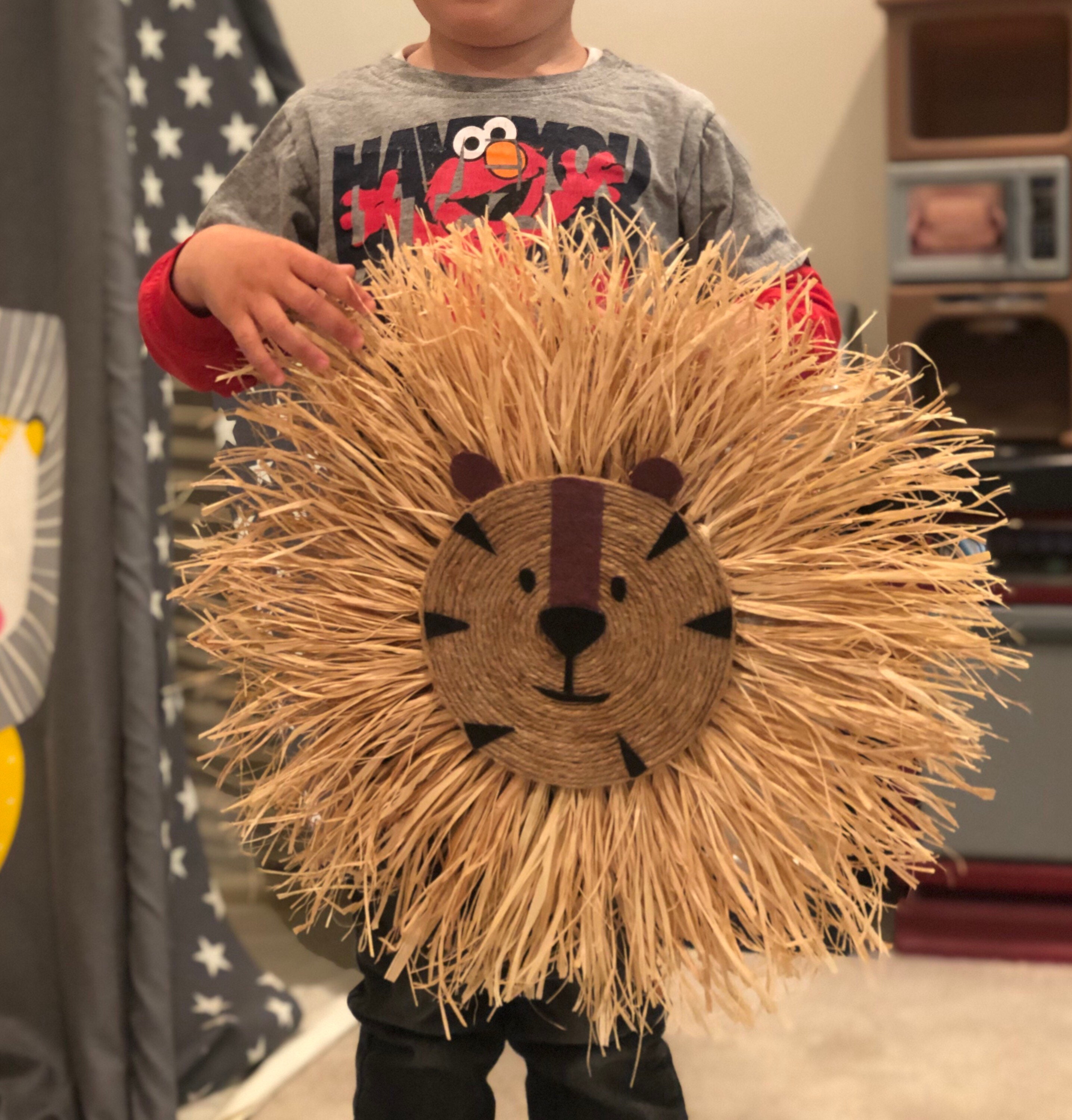 Löwe Gesicht Raffia Wandbehang / Safari Dschungel Kindergarten | Etsy