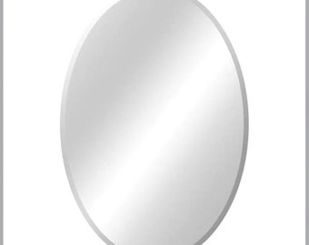 Frameless Oval Beveled Edge Bathroom Vanity Mirror in Silver, Bathroom Mirror,Oval Barhroom Mirror, Home Decor,Vanity Bathroom Mirror