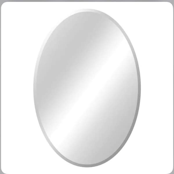 Frameless Oval Beveled Edge Bathroom Vanity Mirror in Silver, Bathroom Mirror,Oval Barhroom Mirror, Home Decor,Vanity Bathroom Mirror