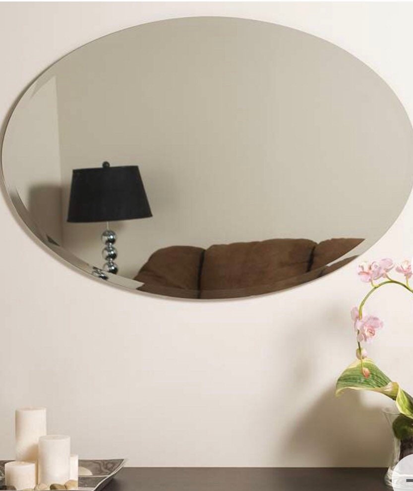 Frameless Oval Beveled Edge Bathroom Vanity Mirror in Silver Etsy