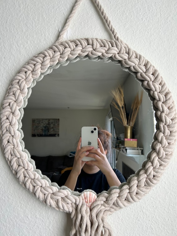 Cotton Nautical Rope Round Mirror,mirror Wall Decor,wall Art