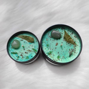 Amplified Abundance Intention Candle, Spell Candle with Green Aventurine, Witch Home Decor, Candle for Abundance by Violet Moon Candles