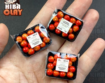 Dollhouse Miniature Polymer Clay Cherry Tomatoes, Supermarket Mini Vegetable for 1:6 Scale Dollhouse, DIY Dolls Kitchen Grocery Decor