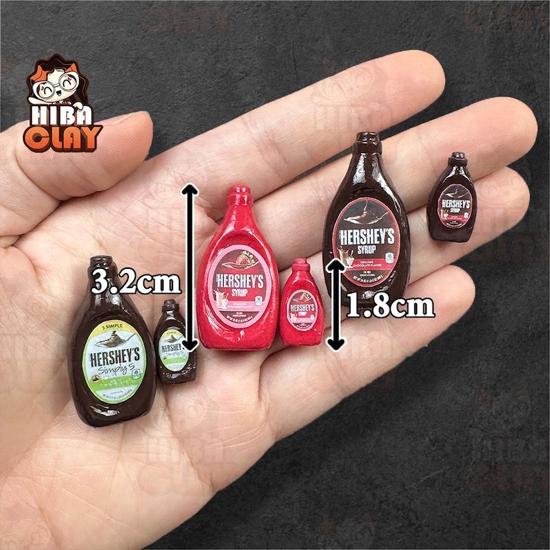 Handmade Dollhouse Miniature Syrup Bottle, Realistic Mini Kitchen Decor 1:12 & 6 Scale image 3