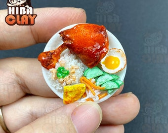 Dollhouse Miniature Rice Plate Polymer Clay Mini Food Model for DIY Dolls Realistic Mini Kitchen Decor Food Collectible