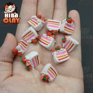Puppenstube Miniatur Polymer Clay Essen Erdbeere Sahne Kuchen Mini Essen Modell für DIY Puppen