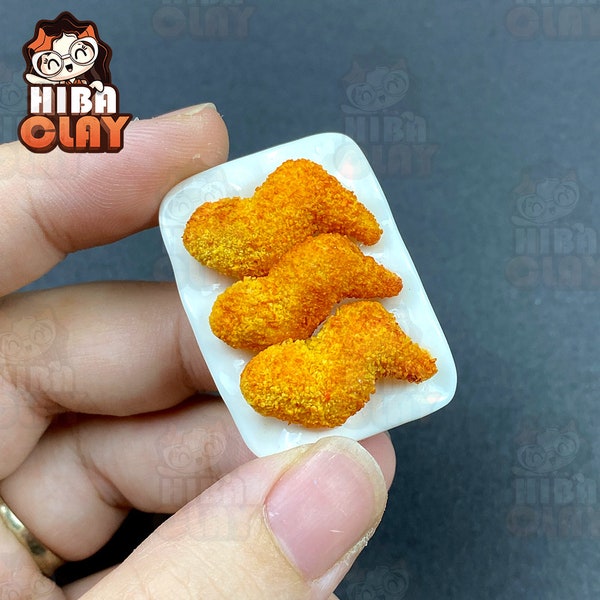 Dollhouse miniature polymer clay food fried chicken wings mini food model for DIY dolls