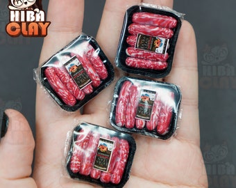 Dollhouse Miniature Sausages Polymer Clay Food Model Realistic Mini Meat Food Handmade for DIY Dolls Dollhouse Kitchen Decor
