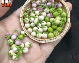 Berenjena tailandesa en miniatura para casa de muñecas: Mini comida de arcilla polimérica