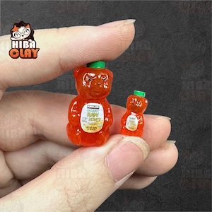 Miniature Organic Honey Bottle, Realistic Polymer Clay Dollhouse Tableware 1:12 & 6 Scale