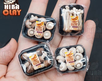 Dollhouse miniature polymer clay food Model mini mushroom tray, mini food model for DIY dolls