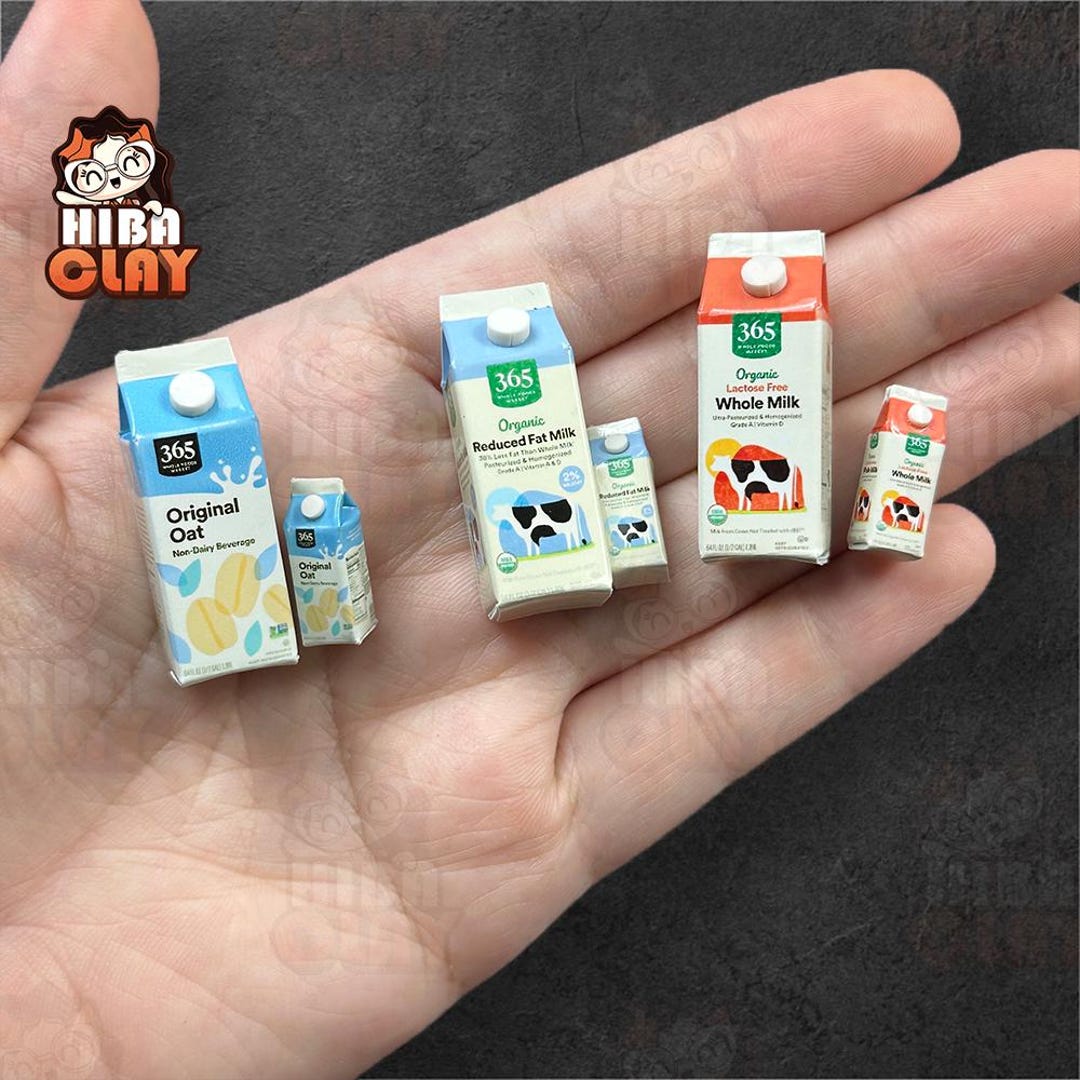 Mini Mllk Miniature Milk Carton Drink, Realistic Dollhouse Pantry Grocery Decor ...