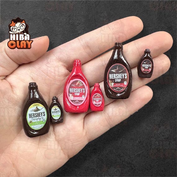 Handmade Dollhouse Miniature Syrup Bottle, Realistic Mini Kitchen Decor 1:12 & 6 Scale