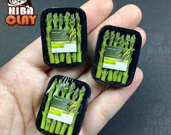 Dollhouse miniature polymer clay food Tray With Asparagus supermarket, miniature food, mini food models for DIY dolls