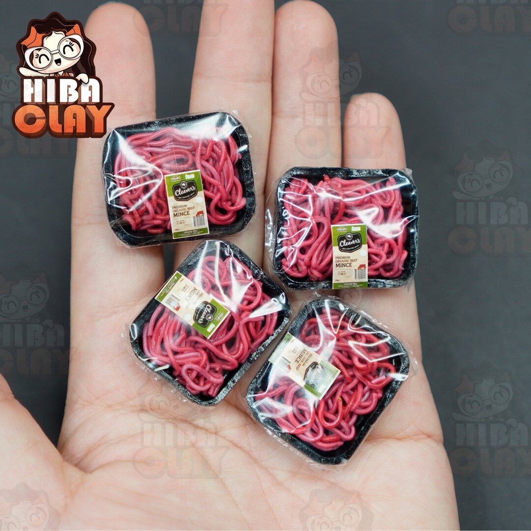 Dollhouse Miniature Minced Meat Tray, Polymer Clay Mini Food Model, 1:6 ...