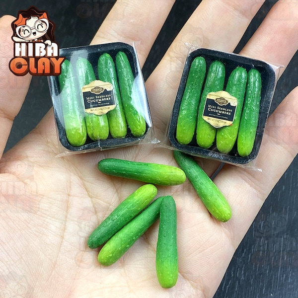 Dollhouse Miniature Polymer Clay Food Supermarket Cucumber Realistic Mini Vegetable Food Models Handmade for DIY Dolls Kitchen Decor