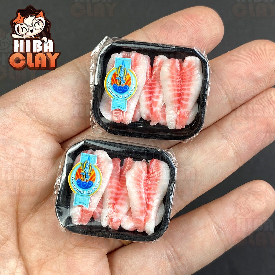 Dollhouse Miniature Polymer Clay Food Packaged Fresh Tilapia Fillets ...