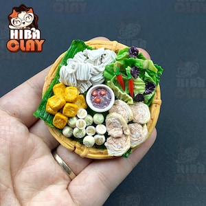 Puppenhausminiatur: Vietnamesische Nudeln mit Garnelenpaste - Polymer Clay Food Model