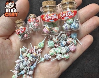 Miniature Lollipops in Glass Bottle, Realistic Dollhouse Candy, Polymer Clay Kitchen Decor 1:12 & 1 6 Scale