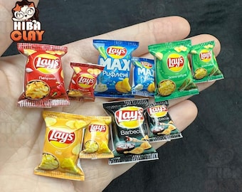 Dollhouse Miniatures Party Size Chip Bags Realistic Mini Snack Food Models for DIY Dolls 1:12 and 1 6 Scale Dollhouse Kitchen Decor Code 03