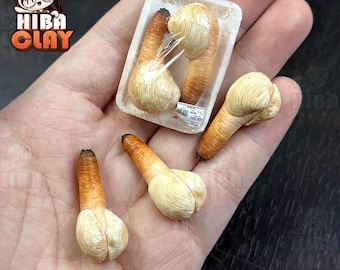 Geoduck de arcilla polimérica en miniatura para casa de muñecas, modelo de comida realista, mini ingrediente de mariscos para exhibición en la cocina de la casa de muñecas.