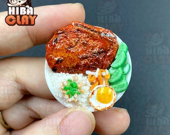 Handmade Polymer Clay Rice Plate Miniature Food Model – Realistic 1:6 Scale Kitchen Decor