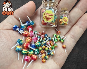 Miniature Polymer Clay Lollipop Set Dollhouse Food Model Realistic Mini Candy for DIY Dolls 1:12 and 1 8 Scale Kitchen Decor
