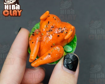 Miniature Clay Grilled Chicken Food Model for Dollhouse Kitchen Decor (1:8 Scale)