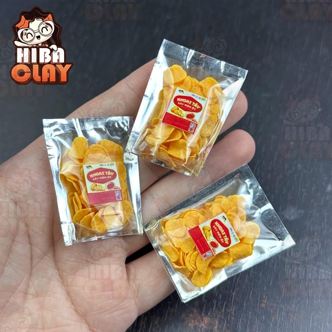 Miniature Potato Chips Dollhouse Food, Handmade Polymer Clay Mini Food ...