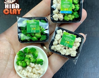 Melody Jane Puppenhaus-Gemüsehändler Set – Brokkoli & Blumenkohl Miniatur-Zubehör Im Maßstab 1:12