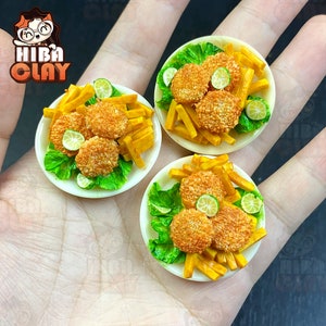 Dollhouse Miniature Food: Polymer Clay Fried Chicken and Fries