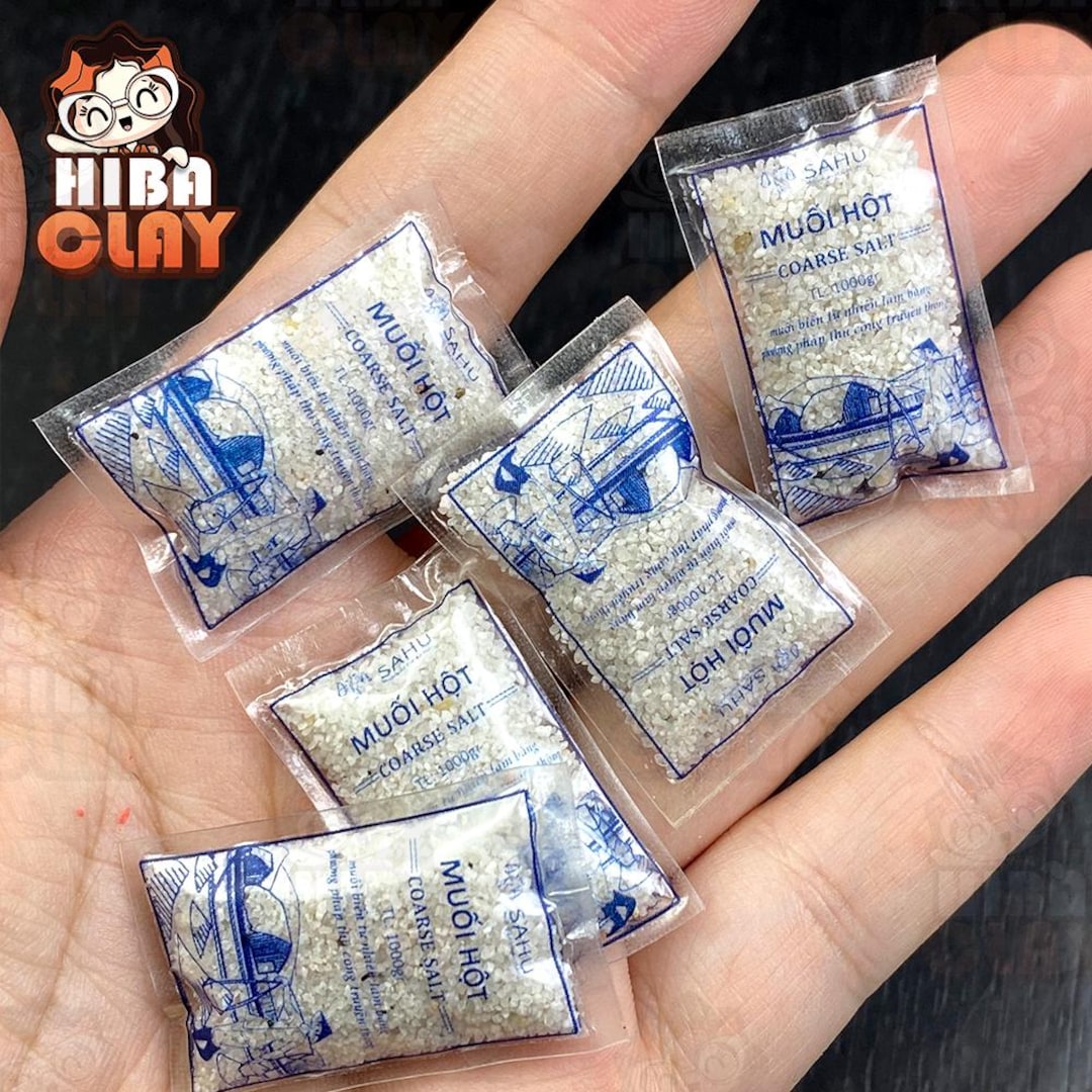 Mini Sacket Salt Mini Grocery Salt Packet for Dollhouse, Handmade Polymer Clay Mini ...
