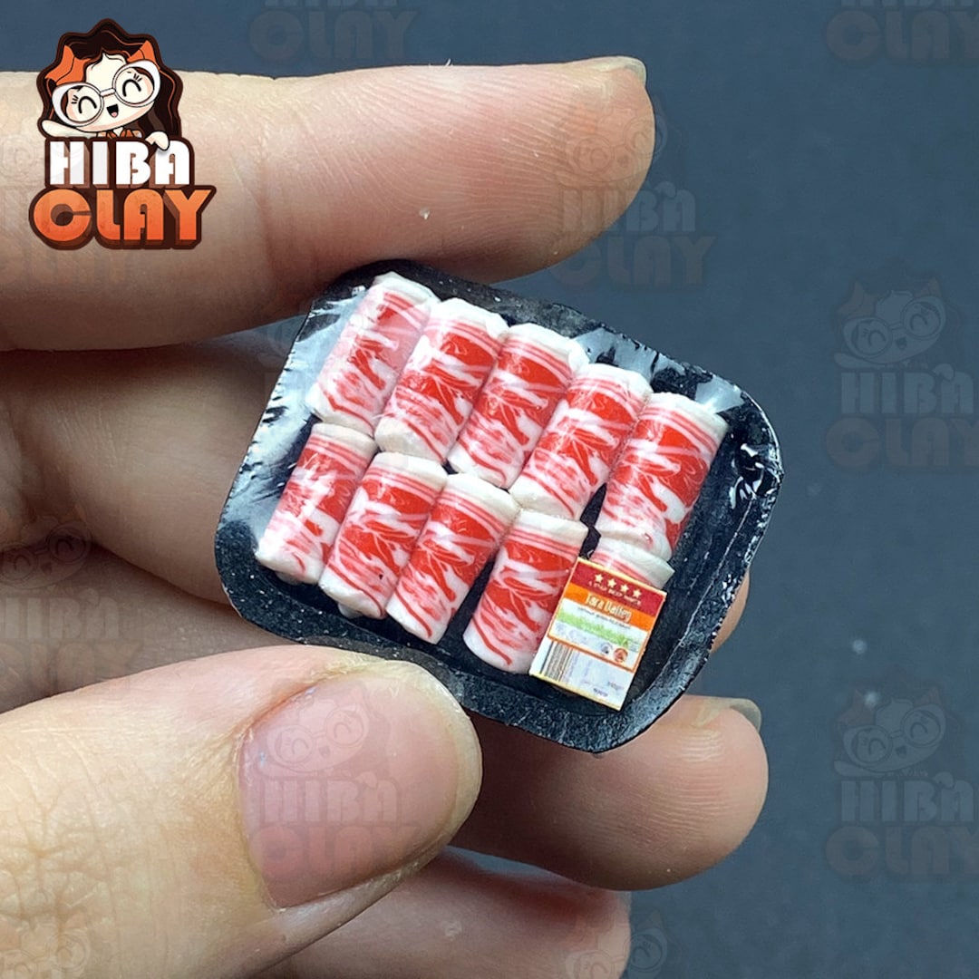 Miniature Beef Meat Tray, Handmade Polymer Clay Mini Food for DIY Dolls ...