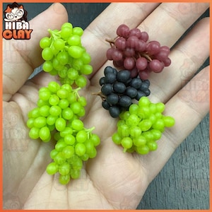 Miniature Polymer Clay Grapes: Dollhouse Food, 1/12 & 1/8 Scale