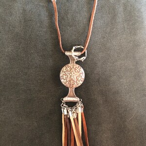 Crown of Thorns Leather Fringe Concho Necklace