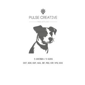 Stickdatei Jack Russell Terrier für Stickmaschine – realistisches Hundemotiv in 5 Größen – sofortiger Download für Maschinenstickerei