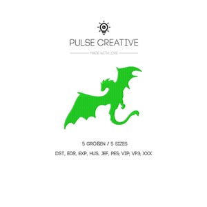 Dragon embroidery file for embroidery machine – fantasy design in 5 sizes as instant download – perfect for machine embroidery fans